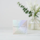 Professionele elegante iriserende parel holografis vierkante visitekaartje (Staand voorkant)