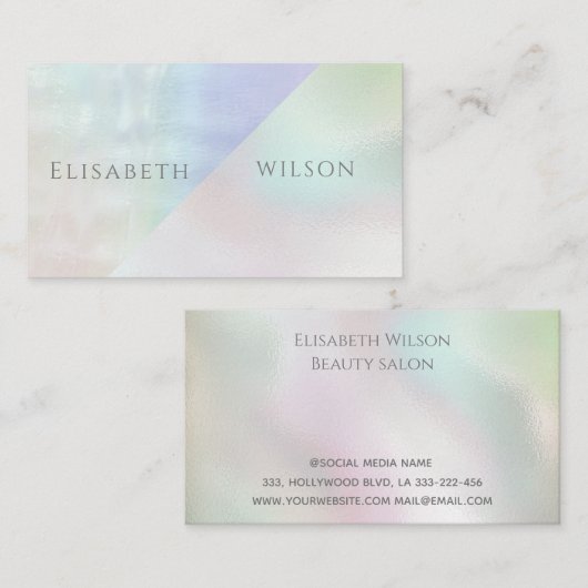 Professionele elegante iriserende parel holografis visitekaartje (Voorkant / Achterkant)