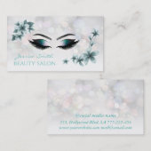 Professionele elegante luxe bokeh bloemenmake-up visitekaartje (Voorkant / Achterkant)