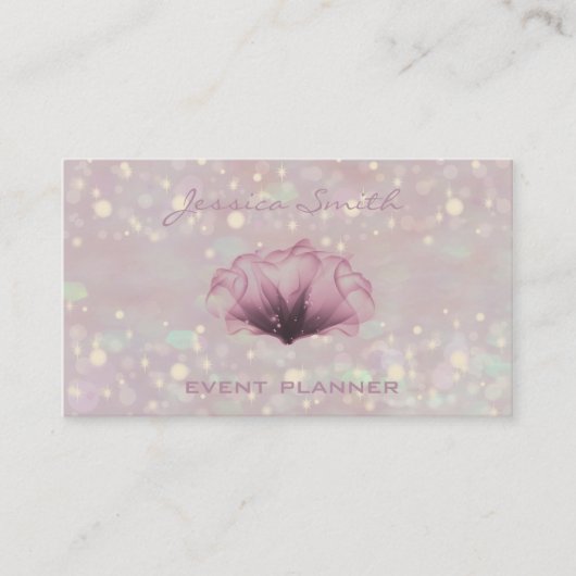 Professionele elegante luxe glitter bokeh floral visitekaartje (Voorkant)