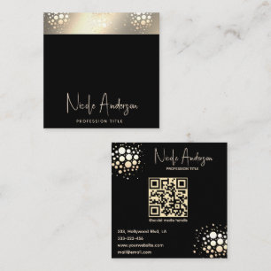 Professionele elegante luxe gouden confetti QR-cod Vierkante Visitekaartje