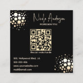 Professionele elegante luxe gouden confetti QR-cod Vierkante Visitekaartje (Achterkant)