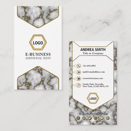 Professionele Elegante Marmeren Glitters Modern Visitekaartje (Voorkant / Achterkant)
