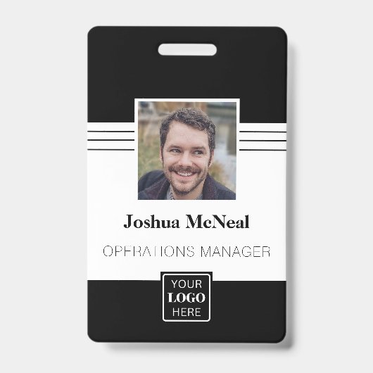 Professionele Elegante Medewerker Fotonaam Badge (Voorzijde)