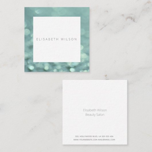 Professionele elegante minimalistische blauwgroen vierkante visitekaartje (Voorkant / Achterkant)