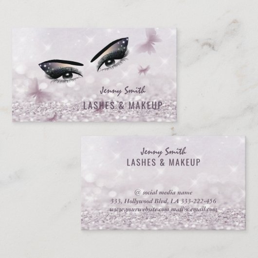 Professionele elegante moderne bokeh-vlindermake-u visitekaartje (Voorkant / Achterkant)