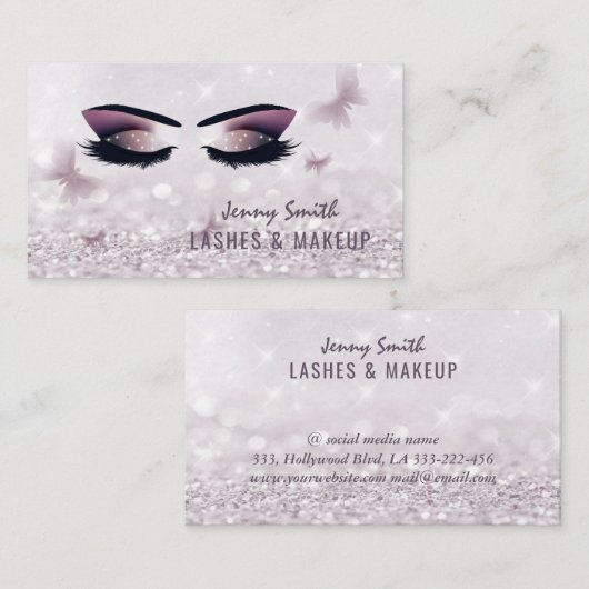 Professionele elegante moderne bokeh-vlindermake-u visitekaartje (Voorkant / Achterkant)