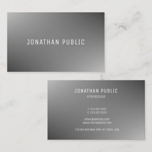 Professionele Elegante Moderne Eenvoudige Grijze S Visitekaartje (Voorkant / Achterkant)