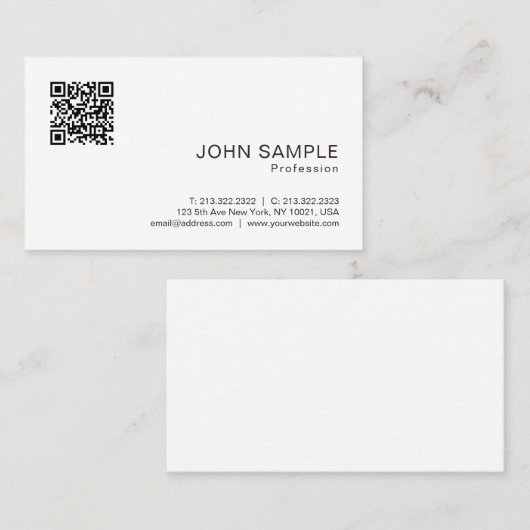 Professionele Elegante Moderne Eenvoudige QR Code  Visitekaartje (Voorkant / Achterkant)