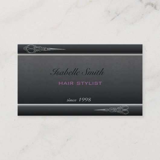 Professionele elegante moderne haarstylist visitekaartje (Voorkant)