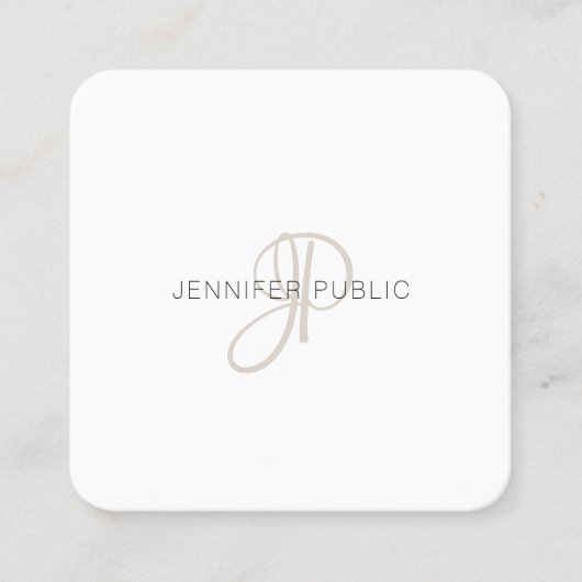 Professionele Elegante Moderne Monogrammed Sjabloo Vierkante Visitekaartje (Voorkant)
