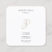 Professionele Elegante Moderne Monogrammed Sjabloo Vierkante Visitekaartje (Achterkant)