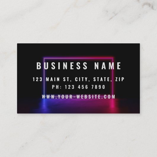 Professionele elegante moderne neon- en lichtzuige visitekaartje (Achterkant)