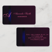 Professionele elegante moderne platte velvet-monog visitekaartje (Voorkant / Achterkant)