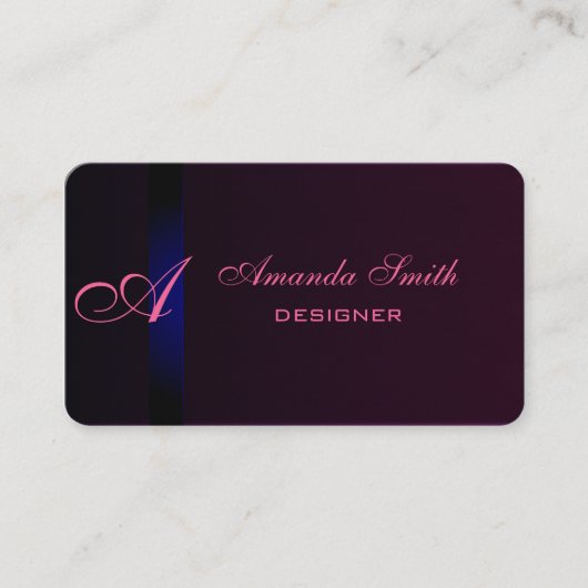 Professionele elegante moderne platte velvet-monog visitekaartje (Voorkant)