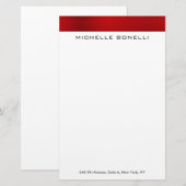 Professionele elegante moderne rode witte minimali briefpapier (Voorkant / Achterkant)