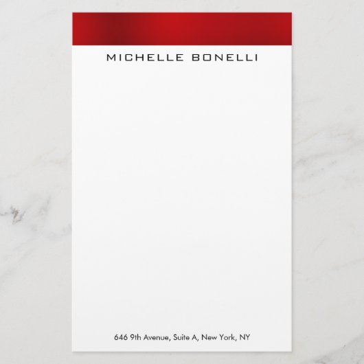 Professionele elegante moderne rode witte minimali briefpapier (Voorkant)
