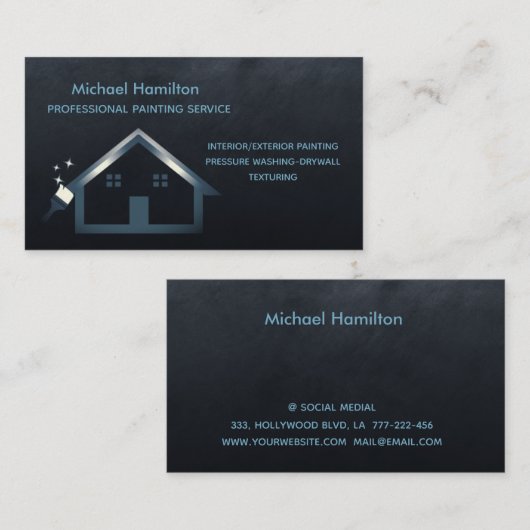 Professionele elegante moderne schilderservice visitekaartje (Voorkant / Achterkant)