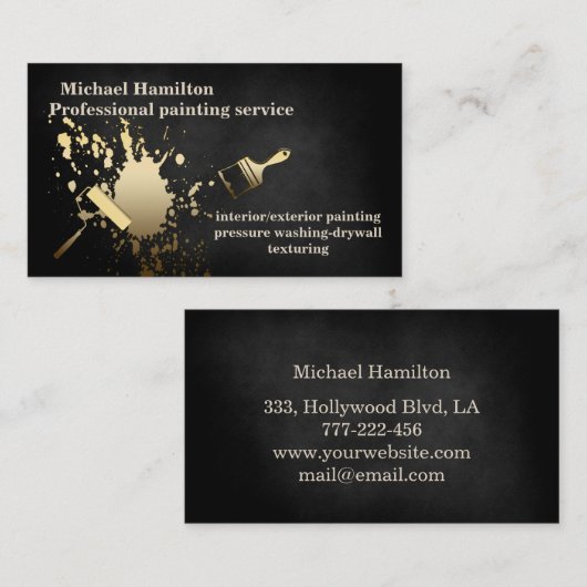 Professionele elegante moderne schilderservice visitekaartje (Voorkant / Achterkant)