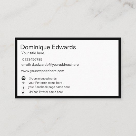 Professionele elegante monogram - Aangepaste socia Visitekaartje (Achterkant)