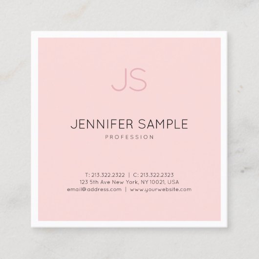 Professionele elegante monogram stijlvolle design  vierkante visitekaartje (Voorkant)