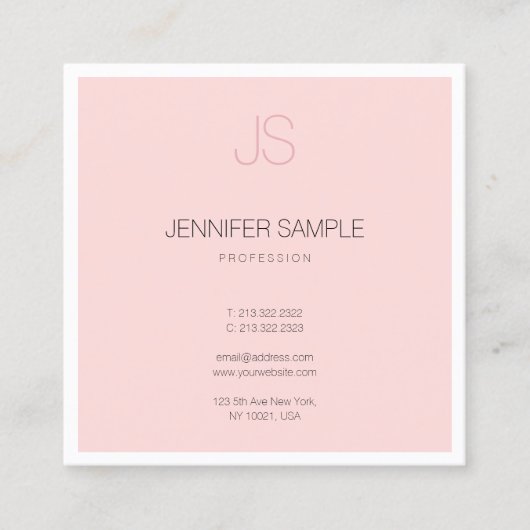 Professionele elegante monogram stijlvolle design  vierkante visitekaartje (Voorkant)