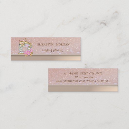 Professionele Elegante Naaimachine Cat Glittery Mini Visitekaartje (Voorkant / Achterkant)