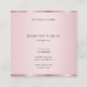 Professionele Elegante Roos Gouden Kleur Sjabloon Vierkante Visitekaartje (Achterkant)