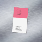Professionele elegante roze witte vlakke minimalis magnetisch visitekaartje (Voorbeeld)