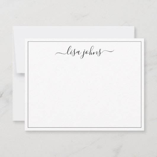 Professionele elegante Script Name Thin Border Notitiekaartje (Voorkant)