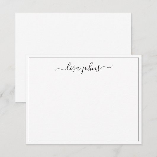 Professionele elegante Script Name Thin Border Notitiekaartje (Voorkant / Achterkant)