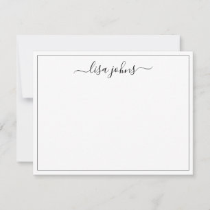 Professionele elegante Script Name Thin Border Notitiekaartje