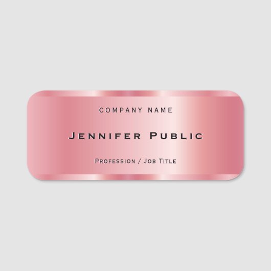 Professionele Elegante Sjabloon Roos Gold Luxury Naamplaatje (Voorkant)