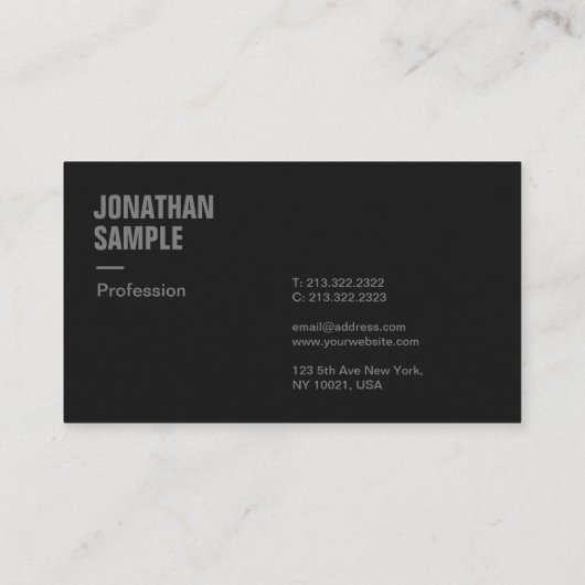 Professionele Elegante Sjabloon Zwart & Antraciet Visitekaartje (Achterkant)