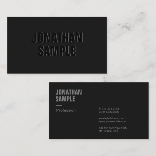 Professionele Elegante Sjabloon Zwart & Antraciet Visitekaartje (Voorkant / Achterkant)
