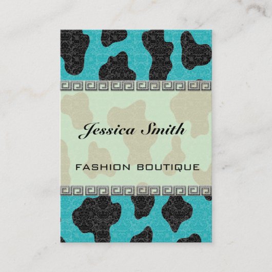 Professionele elegante stijlvolle koe damast turqu visitekaartje (Voorkant)