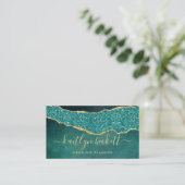 Professionele Elegante Turquoise & Gouden Agaat Visitekaartje (Staand voorkant)