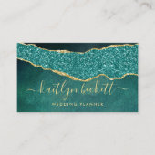 Professionele Elegante Turquoise & Gouden Agaat Visitekaartje (Voorkant)