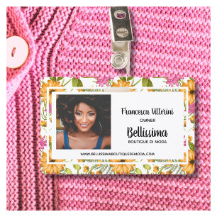 Professionele Elegante Waterverf Bloemenroze geel Badge