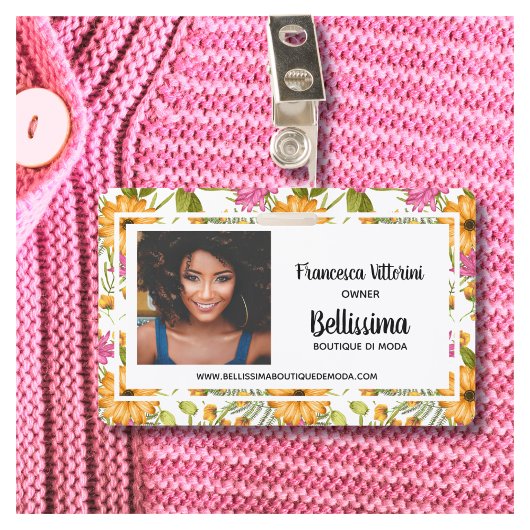 Professionele Elegante Waterverf Bloemenroze geel Badge