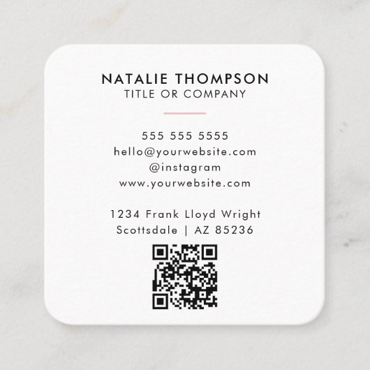 Professionele Elegante Waterverf Wildflower QR-cod Vierkante Visitekaartje (Voorkant)