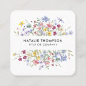 Professionele Elegante Waterverf Wildflower QR-cod Vierkante Visitekaartje (Achterkant)