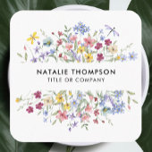 Professionele Elegante Waterverf Wildflower QR-cod Vierkante Visitekaartje