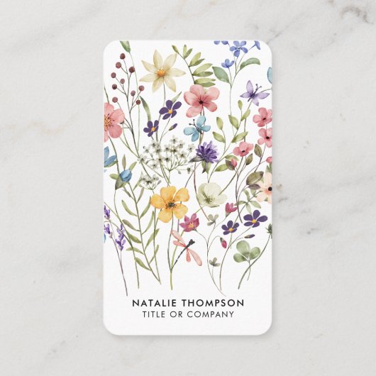 Professionele Elegante Waterverf Wildflower QR-cod Visitekaartje (Achterkant)