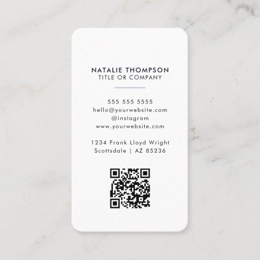 Professionele Elegante Waterverf Wildflower QR-cod Visitekaartje (Voorkant)