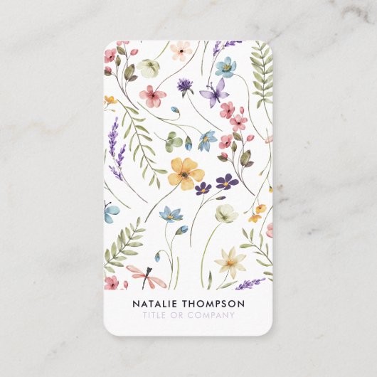 Professionele Elegante Waterverf Wildflower QR-cod Visitekaartje (Achterkant)