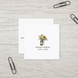 Professionele Elegante Wijn Glas,Fles,Zonnebloemen Vierkante Visitekaartje