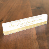Professionele Elegante Wit en Goud Naambordje (Zijkant)