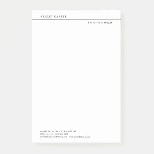 Professionele elegante witte effen minimalistische post-it® notes
