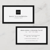 Professionele elegante witte effen zwarte rand log visitekaartje (Voorkant / Achterkant)